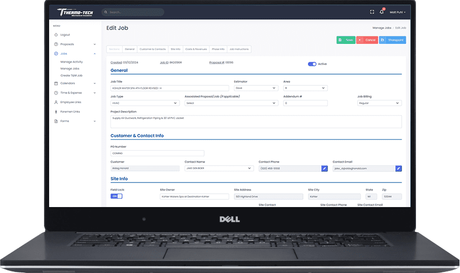 Dashboard mockup on screen